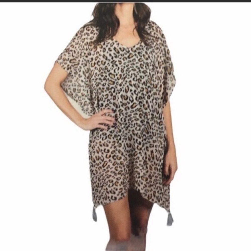 Palisades Beach Club Leopard Print Sheer Swim Coverup